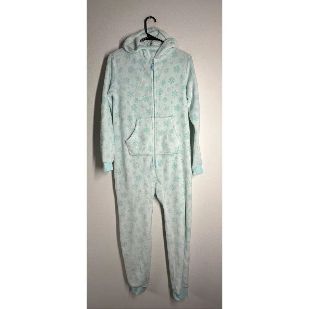 Cat & Jack Girls Fleece Sleepwear Winter Print Size XL (14-16) Green White*Notes
